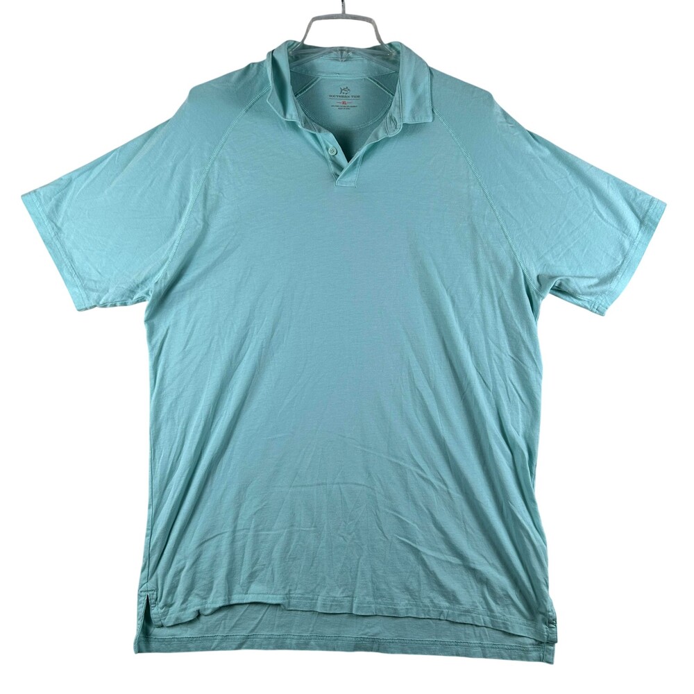 Southern Tide Polo Shirt Mens XL Light Blue Pima Cotton Bamboo Tagless Knit